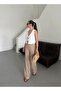 Mink Linen Elastic Waist Comfortable Cut Summer Trousers - 4