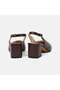 Women's Brown Laser Cut Detailed Square Toe Heeled Shoes - 6
