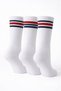 Boys 3 Pairs Cotton rich ribbed Red/Navy Tipped Crew Length Sports Socks - 2