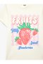 Strawberry Printed Ecru Girls' T-Shirt 6Skg10296Ak - 5