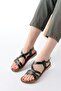 Zri̇n-205-05 Premium Black Orthopedic Genuine Leather Sandals