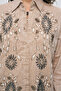 Women's Oversize Shirt with Floral Embroidery and Stone Embellishments - 2