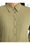 Women's Light Green Seersucker Textured Shirt Oversize Relaxed Fit Long Sleeve Stylish & Casual - 2