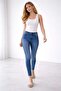 Double Tt High Waist Narrow Leg Lycra Blue Denim Trousers - 3