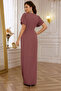 Women's Stylish Double-Breasted Collar Floral Accessory Slit Long Crepe Dress - 4