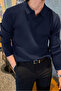 Men's Polo Neck Knit Sweater Slim Fit Ribbed - 2