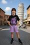 Girl's T-Shirt with Text and Wednesday Character Print and Lilac Shorts Set