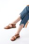 Zri̇n-205-05 Premium Tan Orthopedic Genuine Leather Sandals - 3