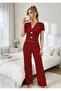 Summer Cotton Pajama Set with Bow Detail - 2