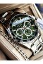 Men's Wristwatch with Calendar Functions Active, Silver Steel Strap, Green Dial + Bracelet - 2