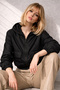 Women's Black Waterproof Windproof Crinkle Fabric Hooded Raincoat - Windbreaker - 4