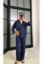 Navy Blue Md Muadil Shirt and Pants Set - 30137 - 3
