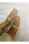 Knitwear Material Buckle Detailed Blunt Toe Women's Ballerinas - 4
