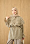 Women's Wide Collar Waist-Tie Tunic Khaki Green