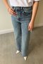 Wide Leg Flared Stone-Embellished Jeans - Blue