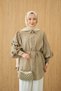 Women's Ruffled Sleeves Waist Tie Shirt in Mold Green - 6