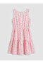 Pink Square Collar Bowknot Girls' Dress - 5