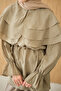 Women's Wide Collar Waist-Tie Tunic Khaki Green - 6