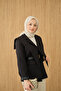 Women's Double-Breasted Collar Pocket Detail Jacket Black - 4