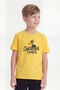 Round Neck Print Detailed Short Sleeve Yellow Boy's T-Shirt - 2