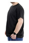 Big Size Men's T-Shirt Crew Neck Waffle 20033 Black - 3