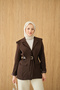 Women's Double-Breasted Collar Pocket Detail Jacket Brown