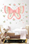 Fairytale Pink Butterfly Wall Sticker – Premium Children's Room Sticker Set - 4
