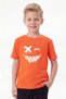 Round Neck Print Detailed Short Sleeve Orange Boy's T-Shirt - 3