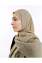 Alia Jacquard 60% Lyocell 40% Cotton Shawl-4-Beige - 3