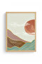 Natural Wood Framed Abstract Landscape Patterned Painting - Pastel Tones |   Huhu1580 - Single Table Natural Wood Frame - 2