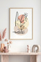 Natural Wood Framed Minimal Leaf Pattern Painting - Pastel Tones |   Huhu1049