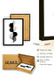 Natural Wood Framed Abstract Geometric Pattern Painting - Black-White |   Huhu1212 - 3