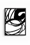 Black Wooden Framed Minimal Line Art Painting - Black and White |   Huhu1085 - Single Table Black Frame - 2