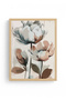 Natural Wood Framed Floral Pattern Painting - Pastel Tones |   Huhu1311 - Single Table Natural Wood Frame - 2