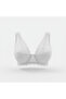 Women's Stone Printed Lace Gathered Half-Covered Non-Support White Color Bra Bb2419 - 4