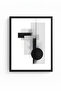 Natural Wood Framed Abstract Geometric Pattern Painting - Black-White |   Huhu1205 - 2