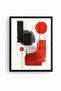 Black Wood Framed Abstract Geometric Pattern Painting - Vibrant Tones |   Huhu1194 - Single Table Black Frame - 2