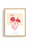 Natural Wood Framed Floral Pattern Painting - Pastel Tones |   Huhu1598 - Single Table Natural Wood Frame - 2