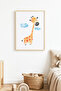 Cute Giraffe Painting for Kids with Natural Wooden Frame - Pastel |   Huhu1570 - Single Table Natural Wood Frame