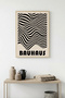 Natural Wood Framed Geometric Patterned Painting - Black-White |   Huhu1099