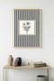 Natural Wood Framed Flower Patterned Painting - Black and White |   Huhu1344 - Single Table Natural Wood Frame