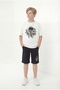 Astronaut Print Detailed Capri Pants and Round Neck Summer Boys' Top and Bottom Set - 5
