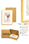Natural Wood Framed Minimal Floral Pattern Painting - Pastel Tones |   Huhu1269 - Single Table Natural Wood Frame - 3