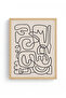 Natural Wood Framed Minimal Line Art Painting - Abstract Theme |   Huhu1616 - Single Table Natural Wood Frame - 2