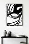 Black Wooden Framed Minimal Line Art Painting - Black and White |   Huhu1085 - Single Table Black Frame