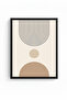 Natural Wood Framed Minimal Geometric Patterned Painting - Beige |   Huhu1136 - 2
