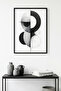Natural Wood Framed Abstract Geometric Pattern Painting - Black-White |   Huhu1214