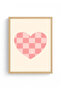 Natural Wooden Framed Heart Patterned Painting - Pink |   Huhu1176 - 2