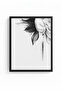 Minimal Black and White Floral Pattern Painting with Natural Wood Frame - Modern Theme |   Huhu1315 - 2