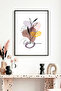 Natural Wood Framed Abstract Plant Patterned Painting - Pastel Tones |   Huhu1057